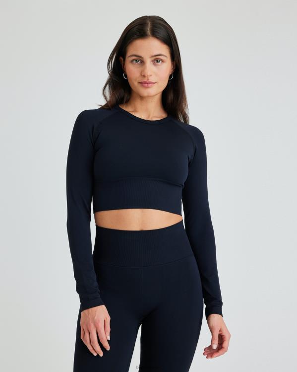 NW Basic nahtloses Langarmshirt Bik Bok Kleidung D0T2X234 Schwarz